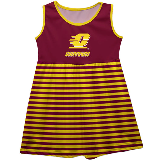 Central Michigan Chippewas Maroon Sleeveless Tank Dress With Gold Stripes by Vive La Fete-Campus-Wardrobe