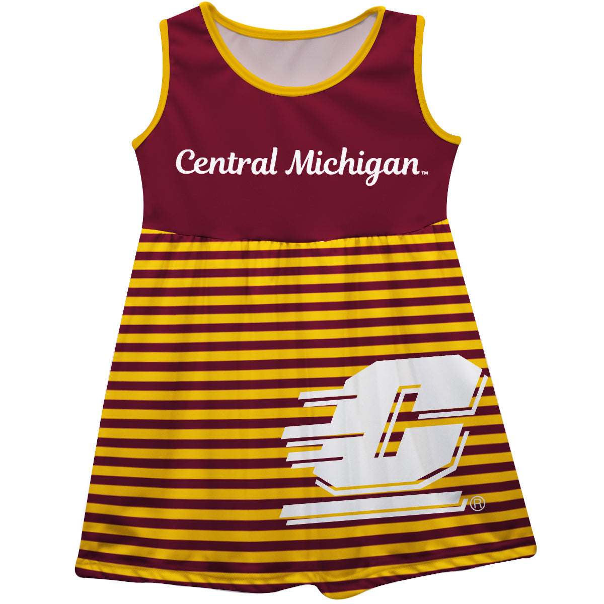 Central Michigan Chippewas Maroon Sleeveless Tank Dress With Gfold Stripes by Vive La Fete-Campus-Wardrobe