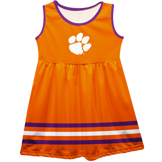 Clemson Tigers Orange Sleeveless Tank Dress With Purple Stripes by Vive La Fete-Campus-Wardrobe