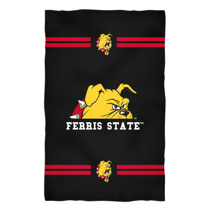 Ferris State University Bulldogs Black Beach Bath Towel by Vive La Fete