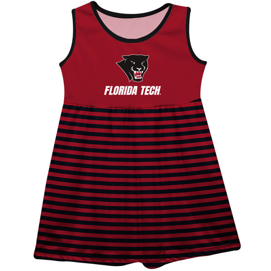 Florida Tech Panthers Red and Black Sleeveless Tank Dress with Stripes on Skirt by Vive La Fete-Campus-Wardrobe