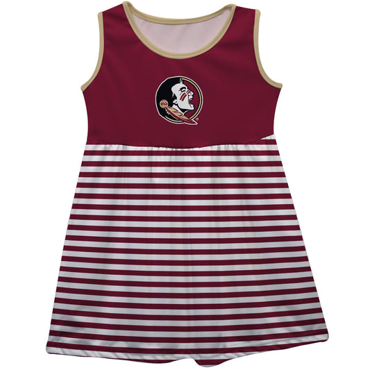Florida State Seminoles Maroon and White Sleeveless Tank Dress with Stripes on Skirt by Vive La Fete-Campus-Wardrobe