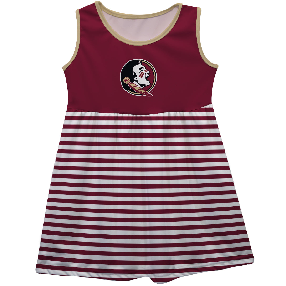 Florida State Seminoles Maroon and White Sleeveless Tank Dress with Stripes on Skirt by Vive La Fete-Campus-Wardrobe