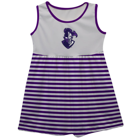 Furman Paladins Girls Game Day Sleeveless Tank Dress Solid White Logo Stripes on Skirt by Vive La Fete-Campus-Wardrobe