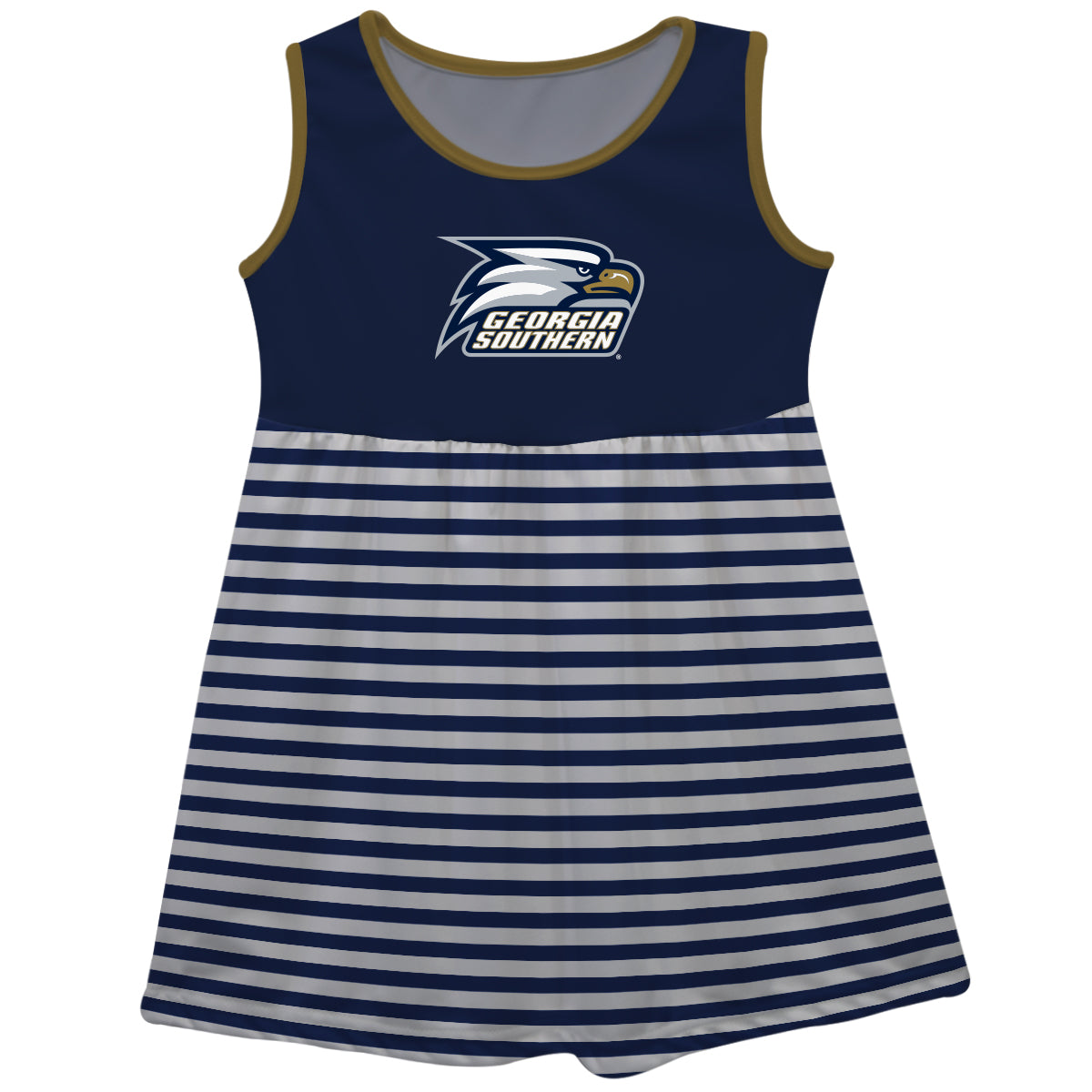 Georgia Southern Eagles Navy and White Sleeveless Tank Dress with Stripes on Skirt by Vive La Fete-Campus-Wardrobe