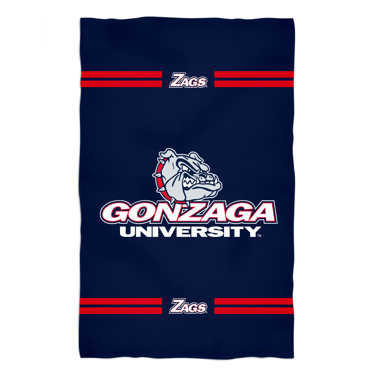 Gonzaga Bulldogs By Navy Beach Bath Towel by Vive La Fete