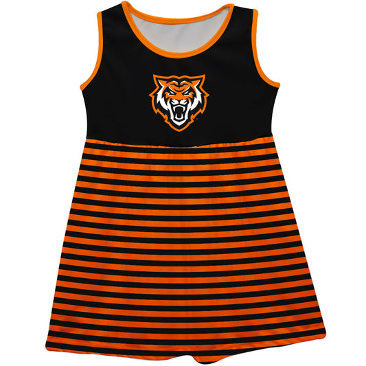 Idaho State Bengals Girls Game Day Sleeveless Tank Dress Solid Black Mascot Stripes on Skirt by Vive La Fete-Campus-Wardrobe