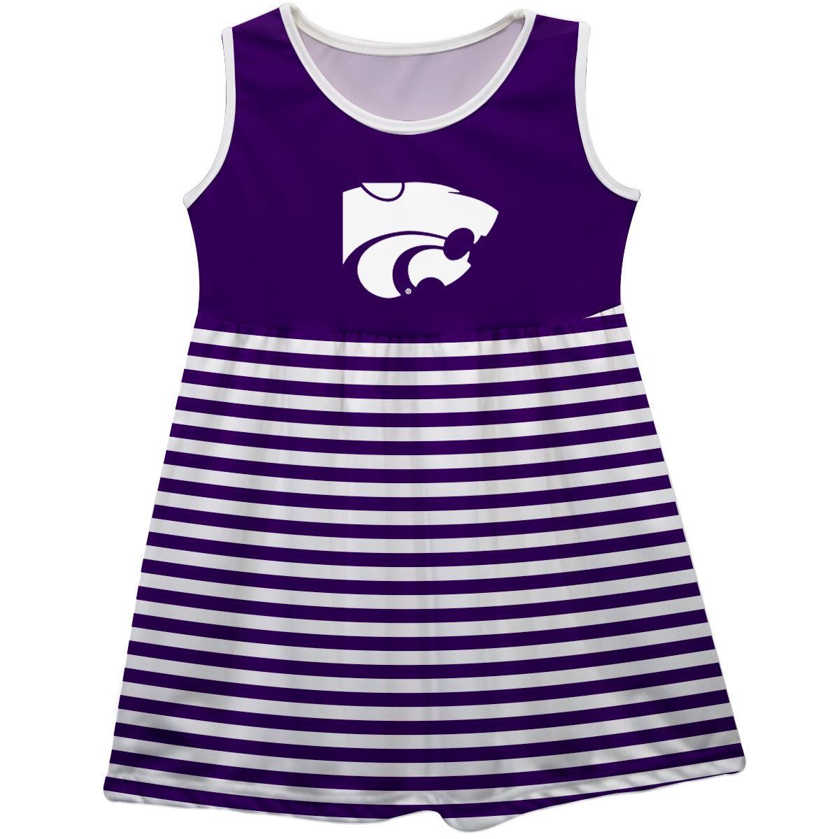 Kansas State Wildcats KSU Girls Game Day Sleeveless Tank Dress Solid Purple Logo Stripes on Skirt by Vive La Fete-Campus-Wardrobe