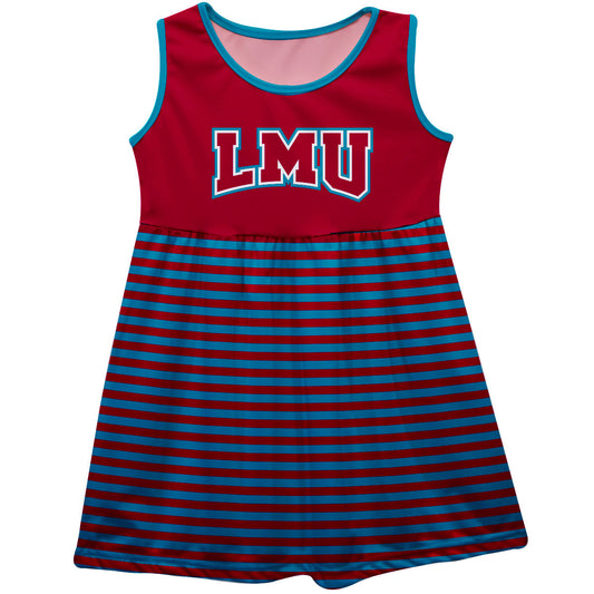 Loyola Marymount Lions Girls Game Day Sleeveless Tank Dress Solid Red Logo Stripes on Skirt by Vive La Fete-Campus-Wardrobe