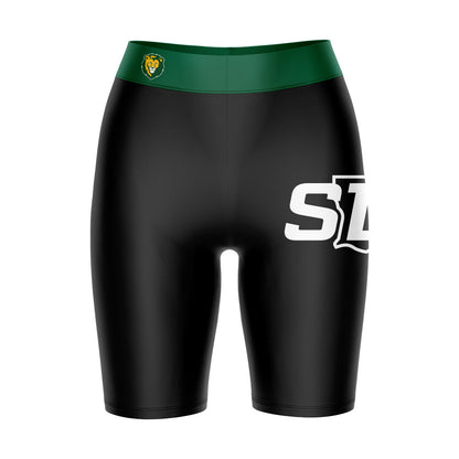 Southeastern Lions Game Day Logo on Thigh and Waistband Black and Green Womens Bike Shorts by Vive La Fete