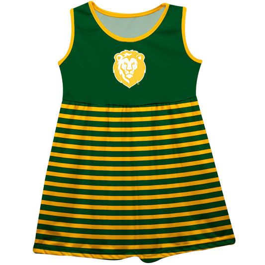 Southeastern Louisiana Lions Girls Game Day Sleeveless Tank Dress Solid Green Logo Stripes on Skirt by Vive La Fete