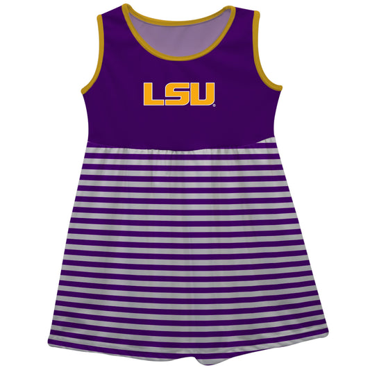 Louisiana State University Tigers Purple and White Sleeveless Tank Dress with Stripes on Skirt by Vive La Fete-Campus-Wardrobe