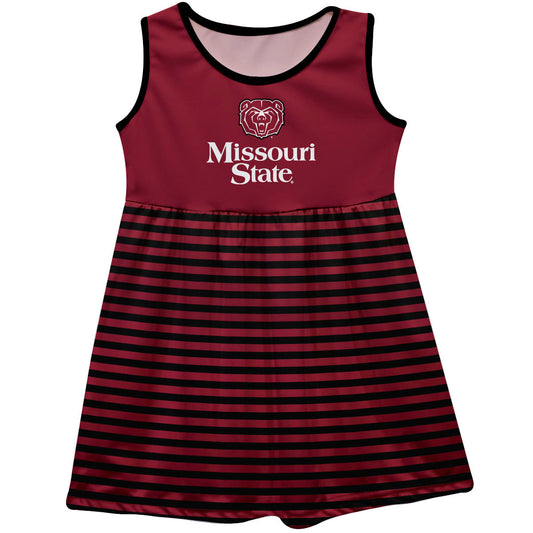 Missouri State Bears Girls Game Day Sleeveless Tank Dress Solid Maroon Logo Stripes on Skirt by Vive La Fete-Campus-Wardrobe