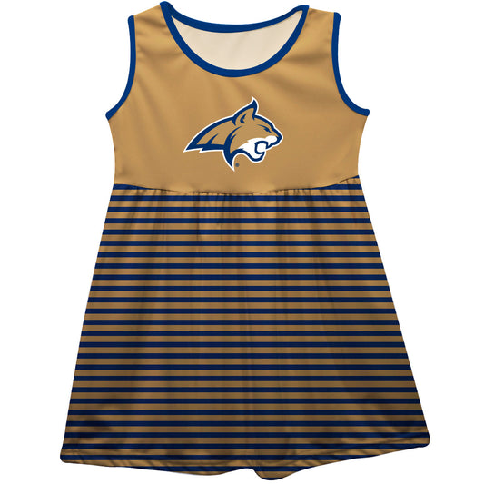 Montana State Bobcats Girls Game Day Sleeveless Tank Dress Solid Gold Logo Stripes on Skirt by Vive La Fete-Campus-Wardrobe