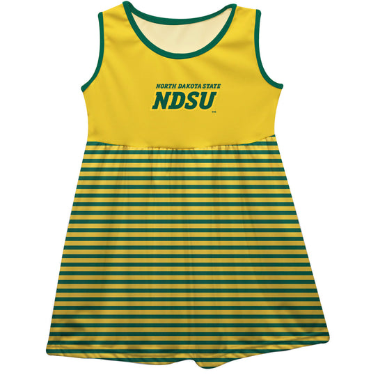 North Dakota Bison Girls Game Day Sleeveless Tank Dress Solid Gold Logo Stripes on Skirt by Vive La Fete-Campus-Wardrobe