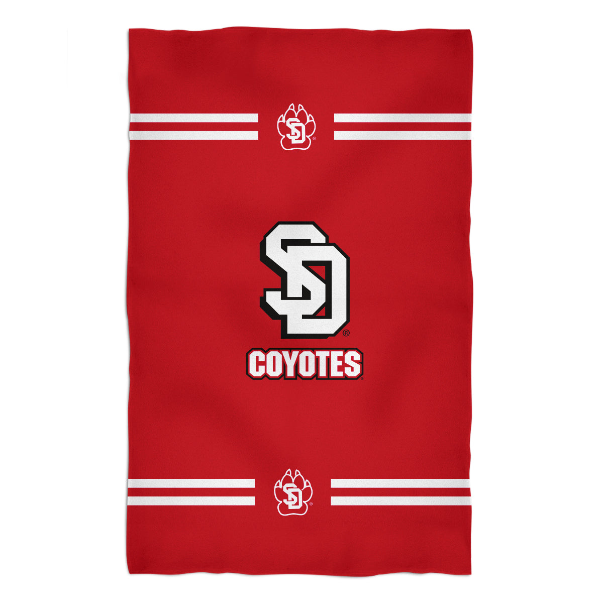 South Dakota Coyotes Red Beach Bath Towel by Vive La Fete