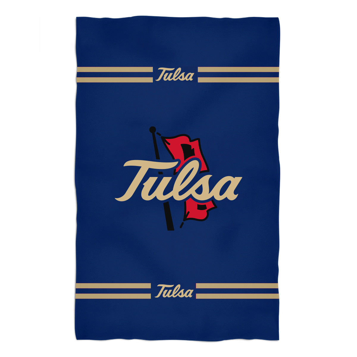 Tulsa Golden Hurricane Blue Beach Bath Towel by Vive La Fete