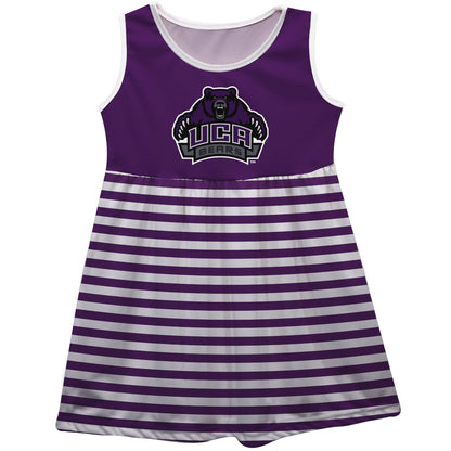 Central Arkansas Bears UCAA Girls Game Day Sleeveless Tank Dress Solid Purple Logo Stripes on Skirt by Vive La Fete-Campus-Wardrobe