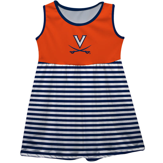 UVA Cavaliers Orange and Blue Sleeveless Tank Dress with Stripes on Skirt by Vive La Fete-Campus-Wardrobe