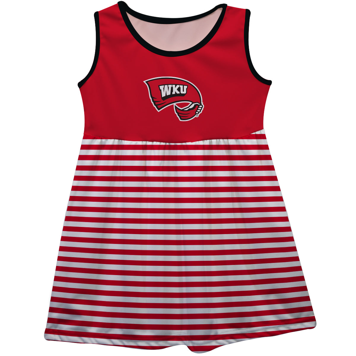 WKU Hilltoppers Red and White Sleeveless Tank Dress with Stripes on Skirt by Vive La Fete-Campus-Wardrobe