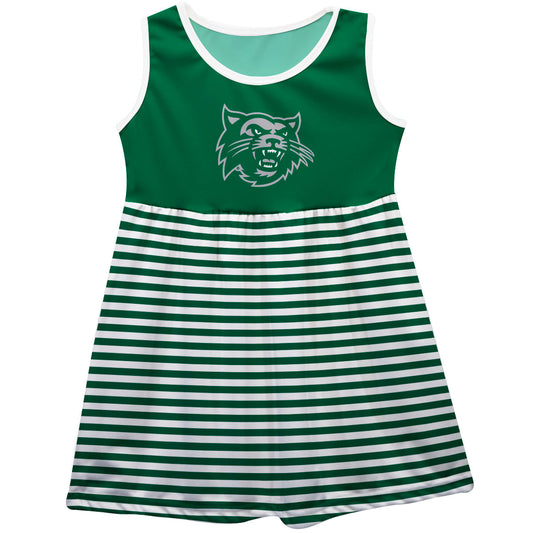 Northwest Missouri Bearcats Girls Game Day Sleeveless Tank Dress Solid Green Logo Stripes on Skirt by Vive La Fete-Campus-Wardrobe