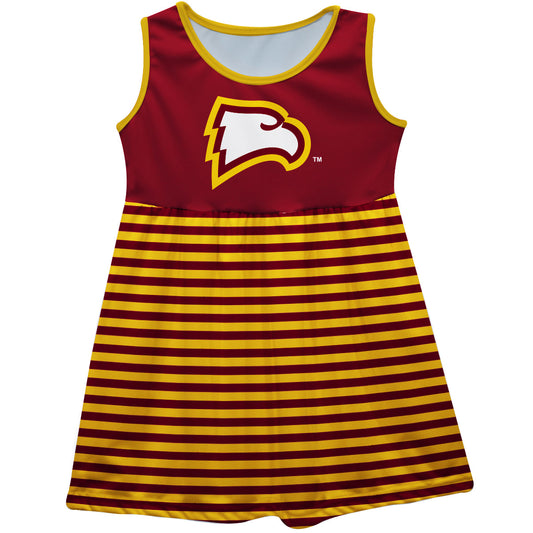 Winthrop University Eagles Red Sleeveless Tank Dress With Gold Stripes by Vive La Fete-Campus-Wardrobe