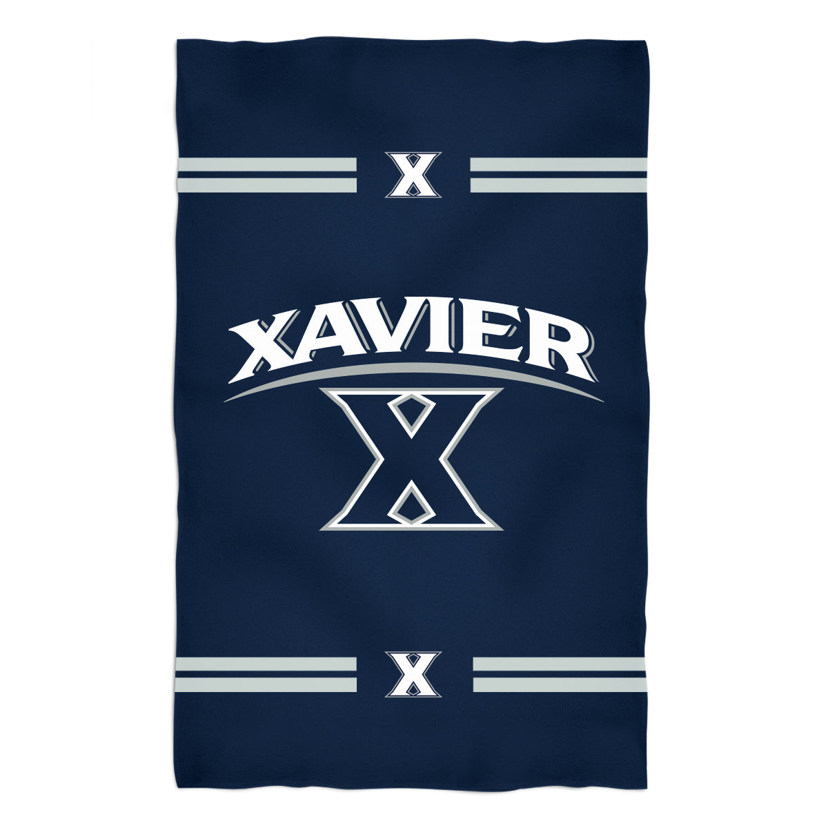 Xavier University Muskateers Navy Beach Bath Towel by Vive La Fete