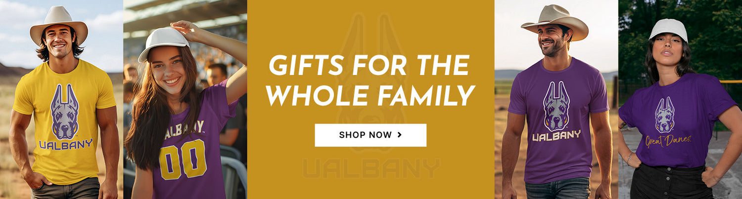 Gifts for the Whole Family. People wearing apparel from UAlbany University at Albany The Great Danes Apparel – Official Team Gear