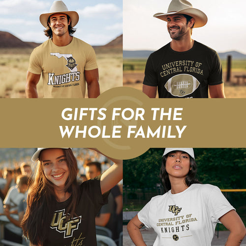 Gifts for the Whole Family. People wearing apparel from UCF University of Central Florida Knights Apparel – Official Team Gear - Mobile Banner