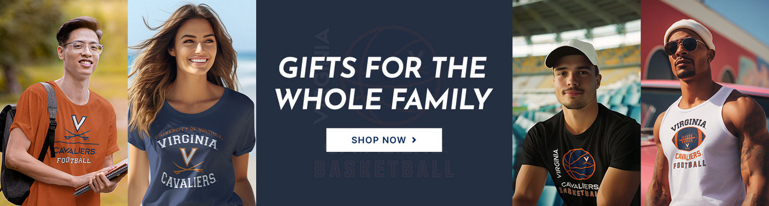 Gifts for the Whole Family. People wearing apparel from University of Virginia Cavaliers