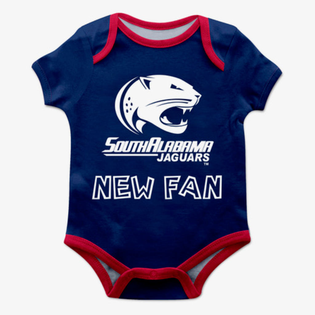 South Alabama Jaguars Infant Game Day Blue Short Sleeve One Piece Jumpsuit by Vive La Fete