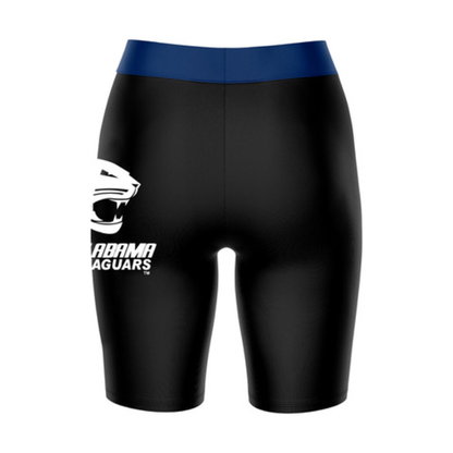 South Alabama Jaguars Game Day Logo on Thigh and Waistband Black and Blue Womens Bike Shorts by Vive La Fete