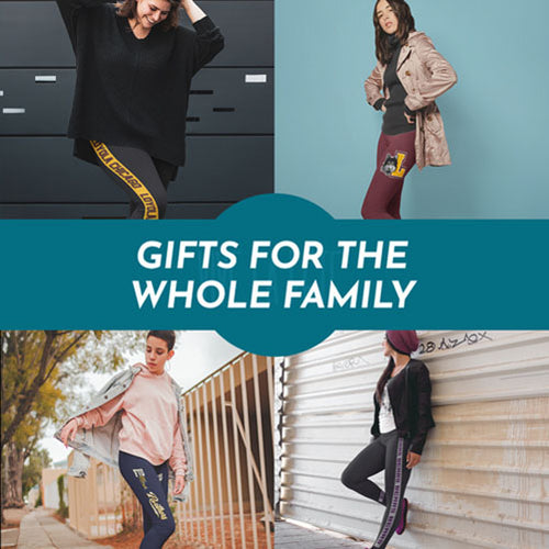 Gifts for the whole family. People wearing apparel from Vive La Fete Womens Leggings - Mobile Banner