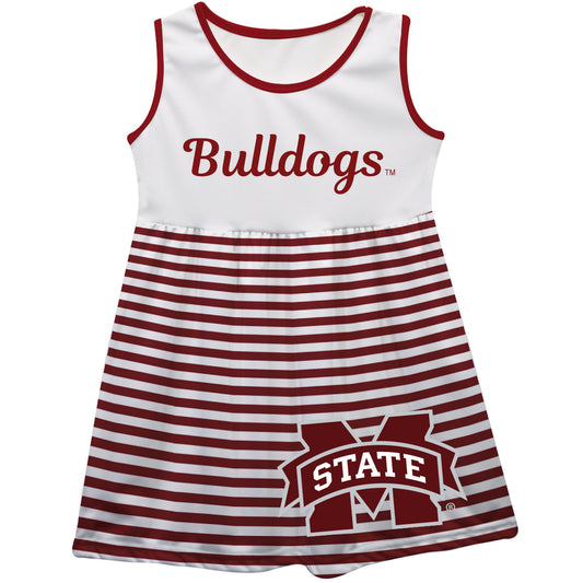 Mississippi State Big Logo Maroon And White Stripes Tank Dress by Vive La Fete-Campus-Wardrobe