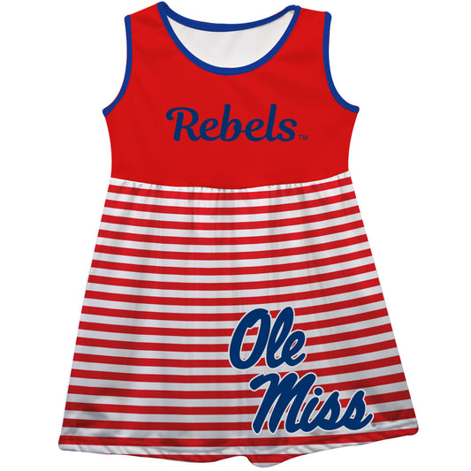 Mississippi Rebels Big Logo Red And White Stripes Tank Dress by Vive La Fete-Campus-Wardrobe