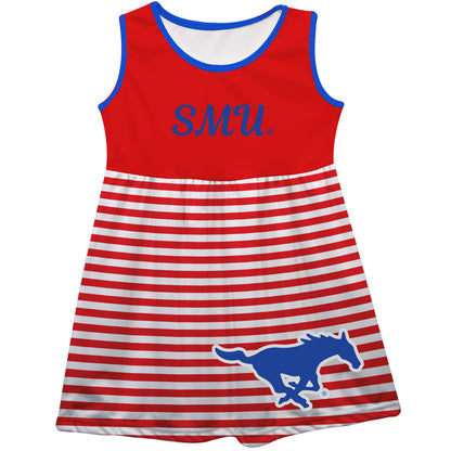 SMU Mustangs Big Logo Red And White Stripes Tank Dress by Vive La Fete-Campus-Wardrobe