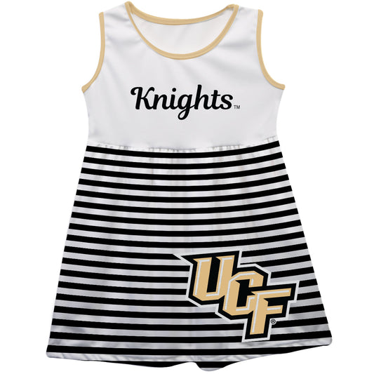 Central Florida Big Logo Black And White Stripes Tank Dress by Vive La Fete-Campus-Wardrobe