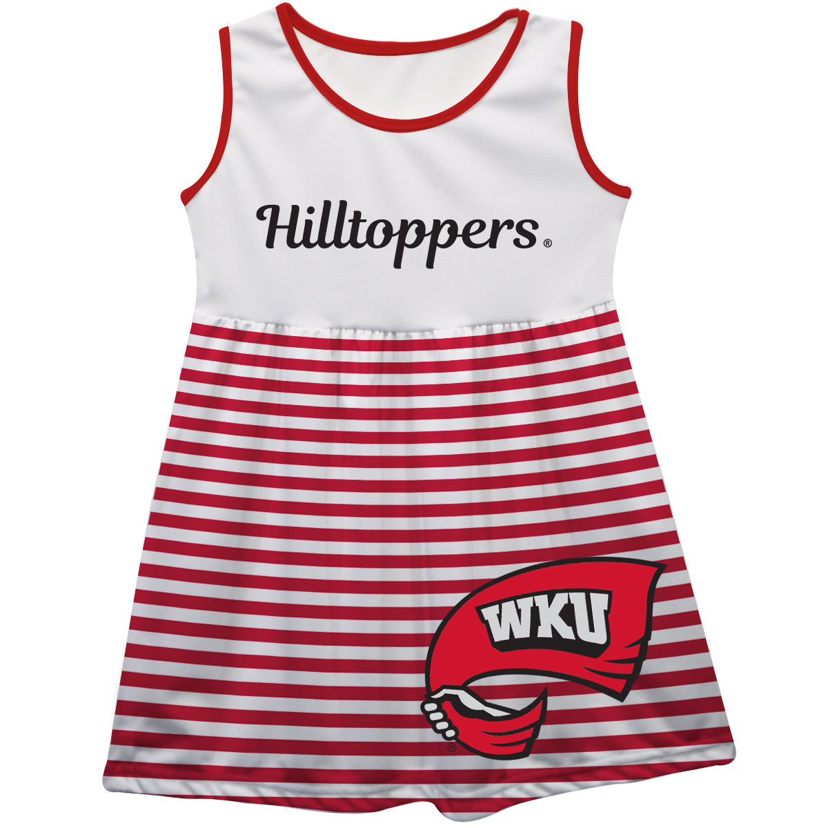 Western Kentucky Big Logo Red And White Stripes Tank Dress by Vive La Fete-Campus-Wardrobe