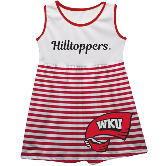 Western Kentucky Big Logo Red And White Stripes Tank Dress by Vive La Fete-Campus-Wardrobe