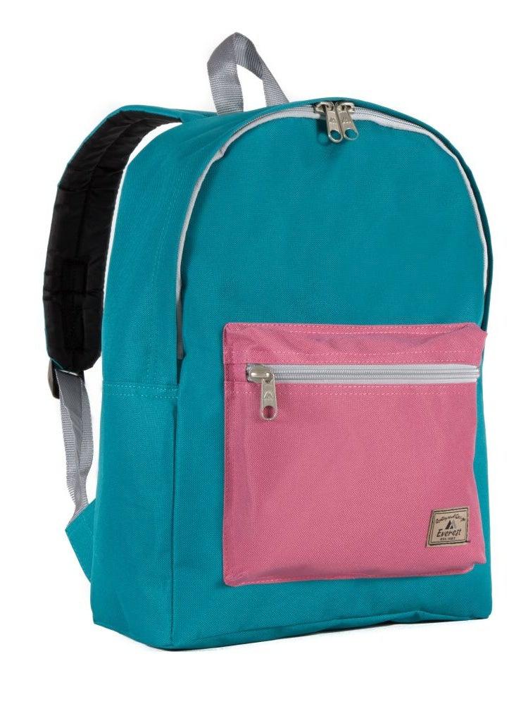 Everest Backpack Book Bag - Back to School Basic Color Block Style-Casaba Shop