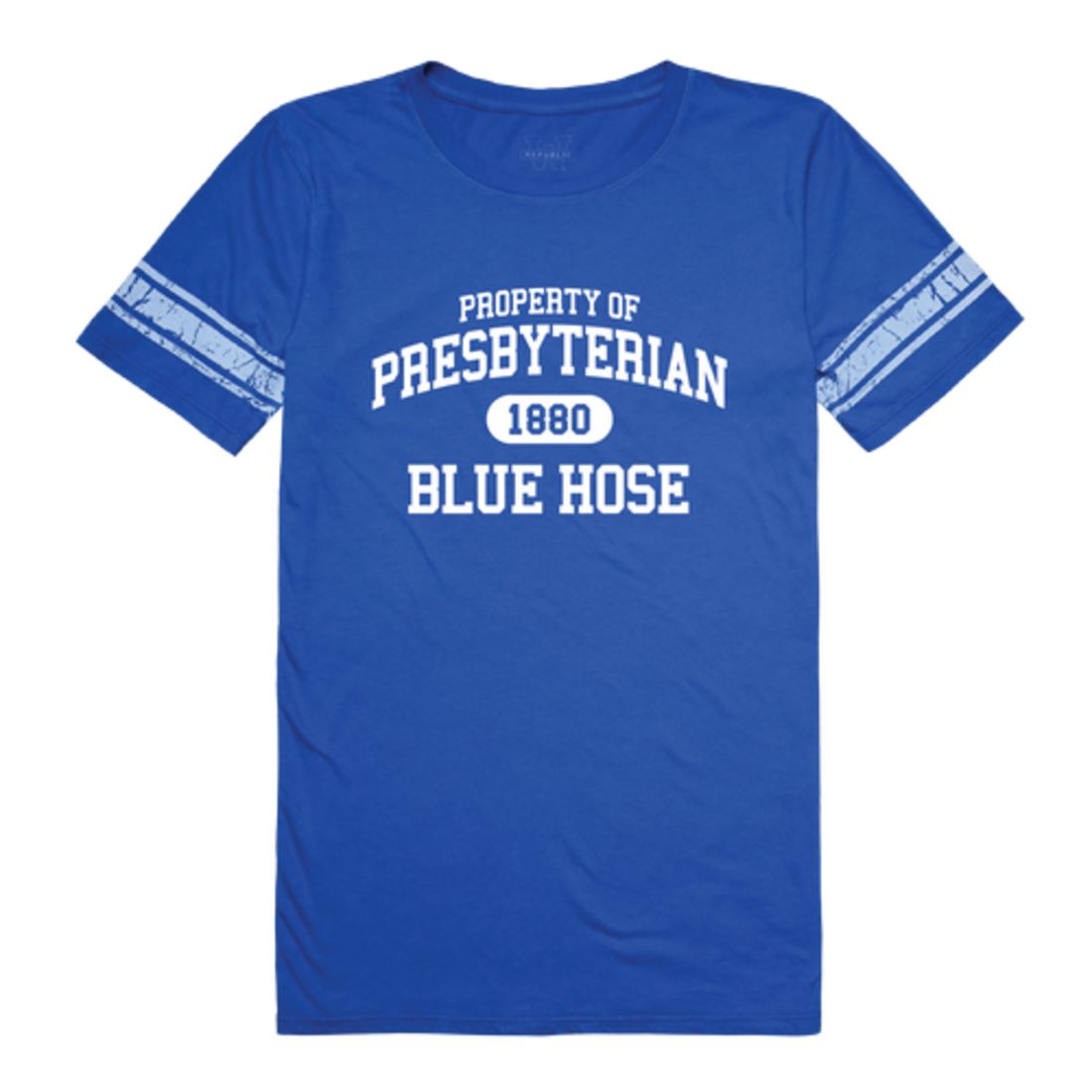 Presbyterian College Blue Hose Womens Property Football T-Shirt Tee