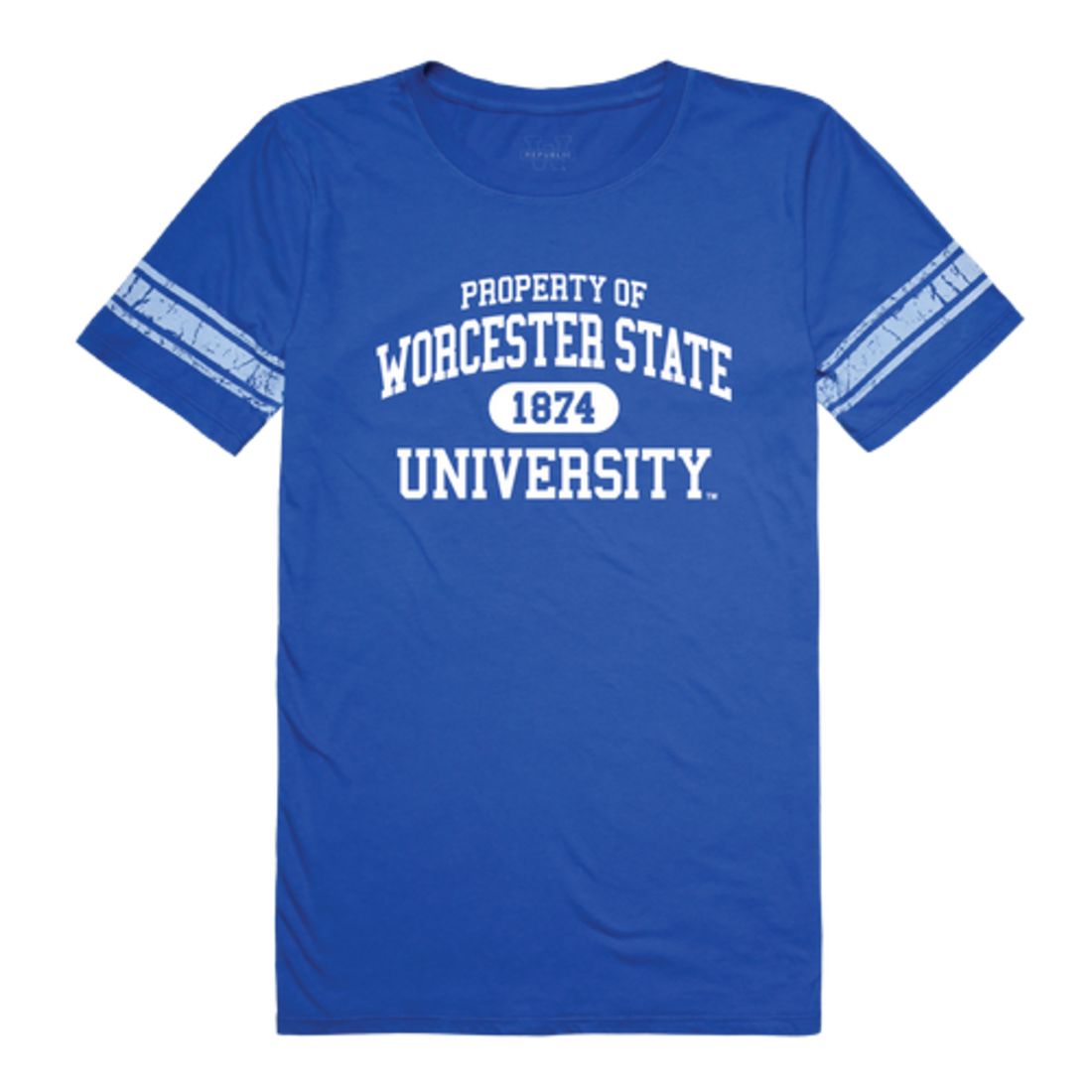 Worcester State University Lancers Womens Property Football T-Shirt Tee