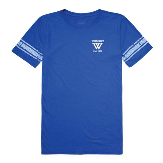 Wellesley College Blue Womens Practice Football T-Shirt Tee
