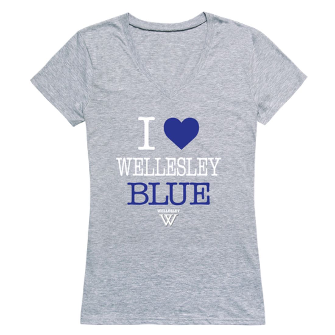 I Love Wellesley College Blue Womens T-Shirt Tee