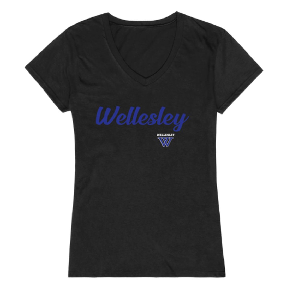 Wellesley College Blue Womens Script T-Shirt Tee