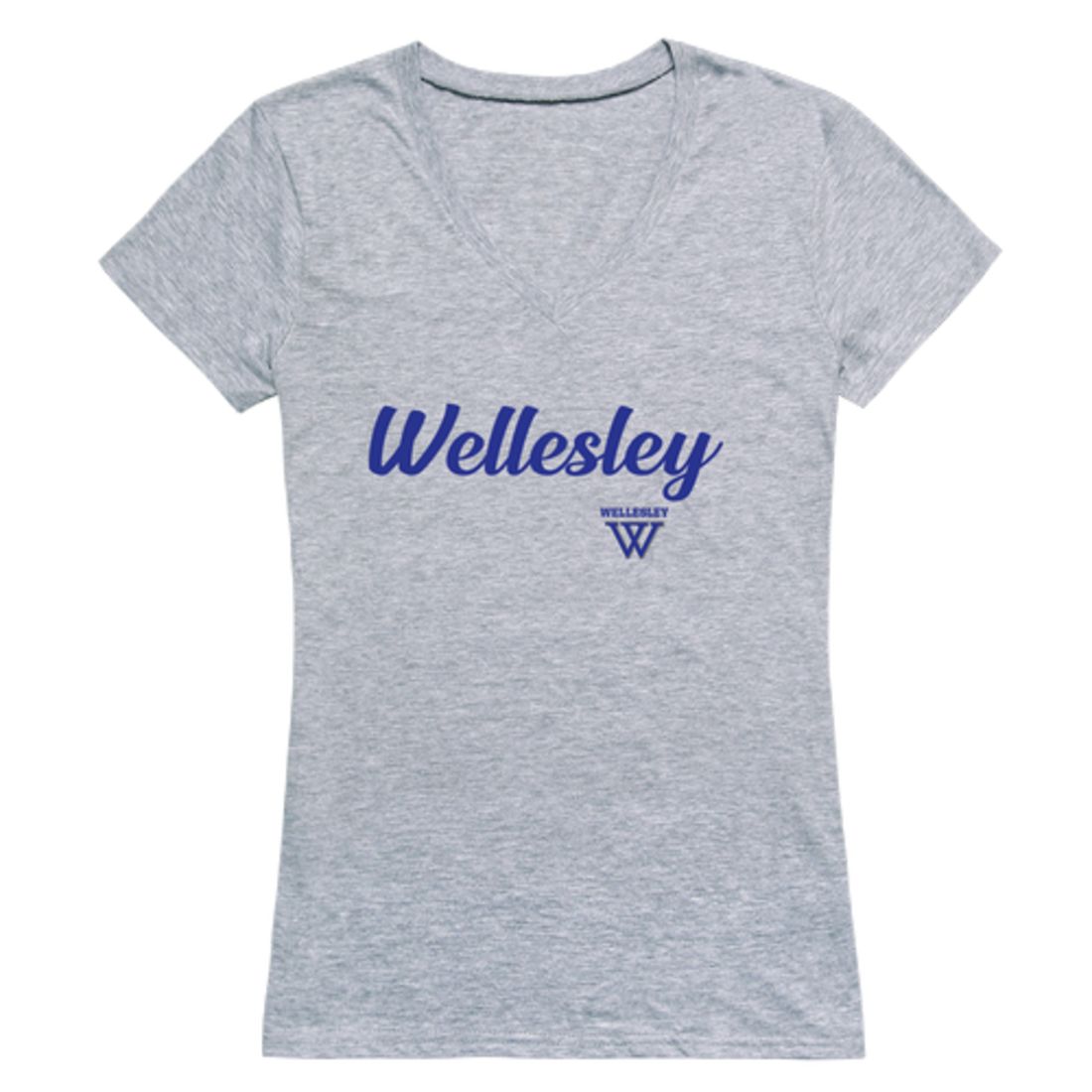 Wellesley College Blue Womens Script T-Shirt Tee