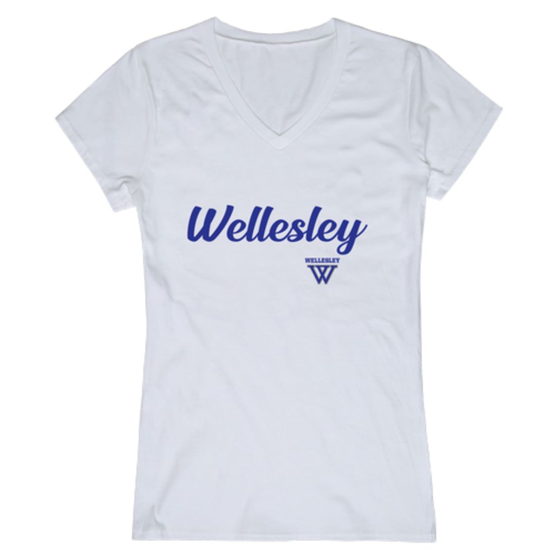 Wellesley College Blue Womens Script T-Shirt Tee