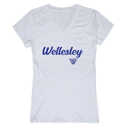 Wellesley College Blue Womens Script T-Shirt Tee