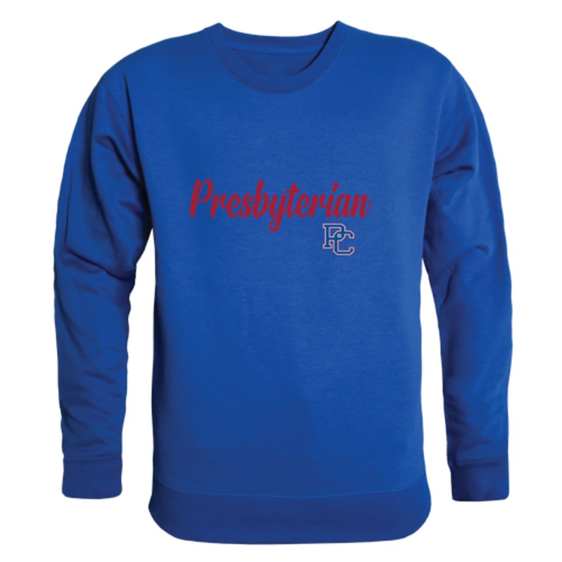 Presbyterian-College-Blue-Hose-Script-Fleece-Crewneck-Pullover-Sweatshirt