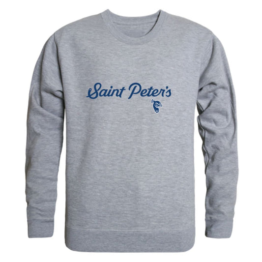 Saint-Peter's-University-Peacocks-Script-Fleece-Crewneck-Pullover-Sweatshirt